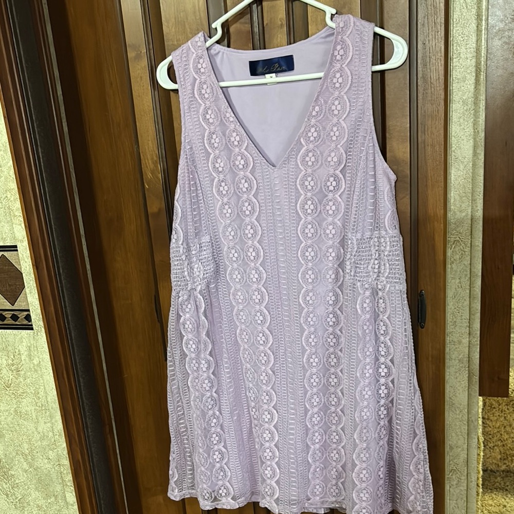 Blue Rain Lavender Lace Sleeveless Mini Dress